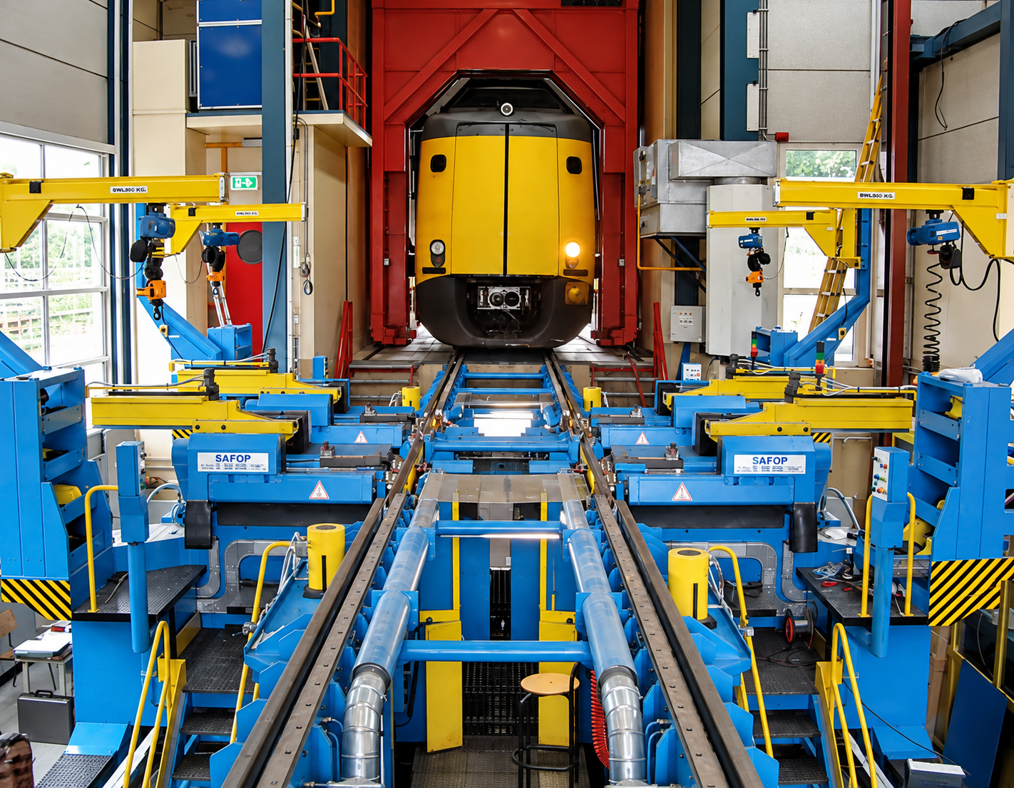 Atelier ferroviaire avec tour SAFOP et train atelier ferroviaire avec tour en fossr safop